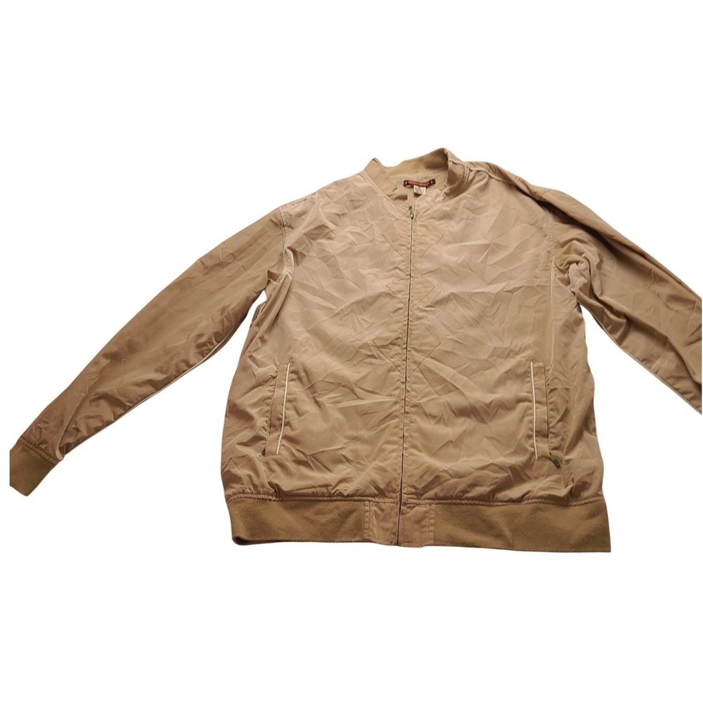 Russell Simmons Phat Farm Men's XL Khaki Tan Bomber Jacket Full Zip Mesh Lined